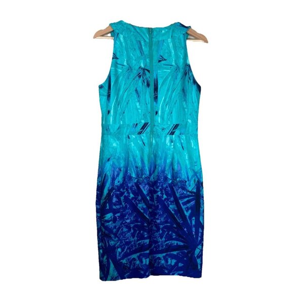 Spense Turquoise Blue Fit & Flare Dress Size 10 Sleeveless Tropical Hawaiian - Picture 6 of 12